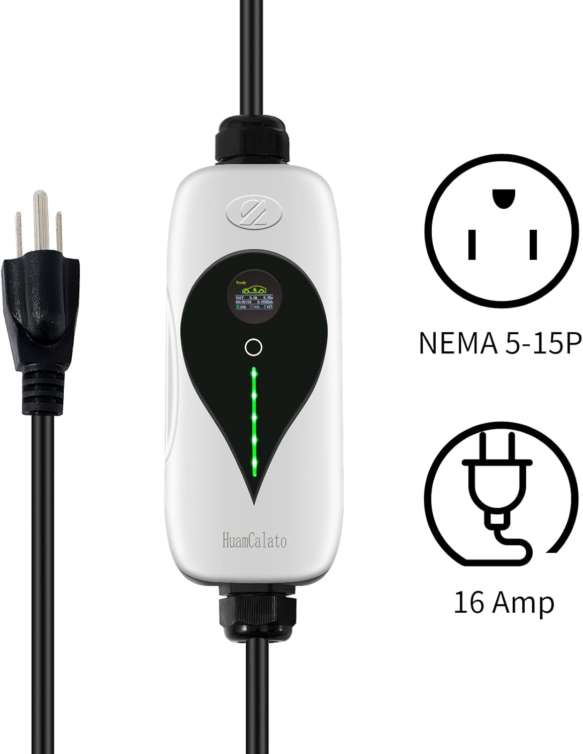 SAE J1772 Portable Level 2 EV Charger, 32Amp, 90-260V, 7KW, Charging Cable with NEMA 10-30 Male Plug Home Charging, Indoor/Outdoor EV Charge Station Charge Gun 