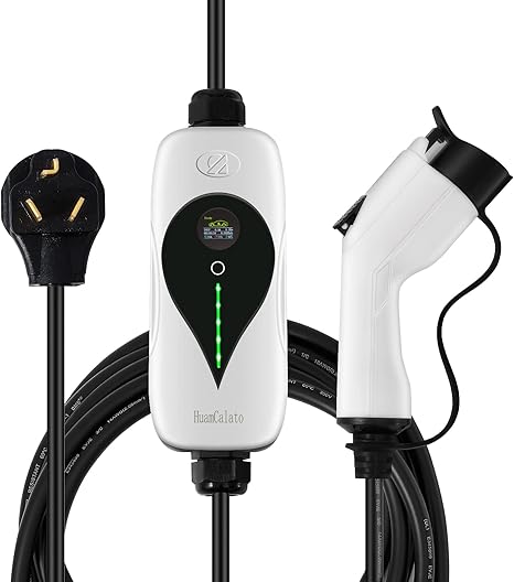 SAE J1772 Portable Level 2 EV Charger, 32Amp, 90-260V, 7KW, Charging Cable with NEMA 10-30 Male Plug Home Charging, Indoor/Outdoor EV Charge Station Charge Gun 