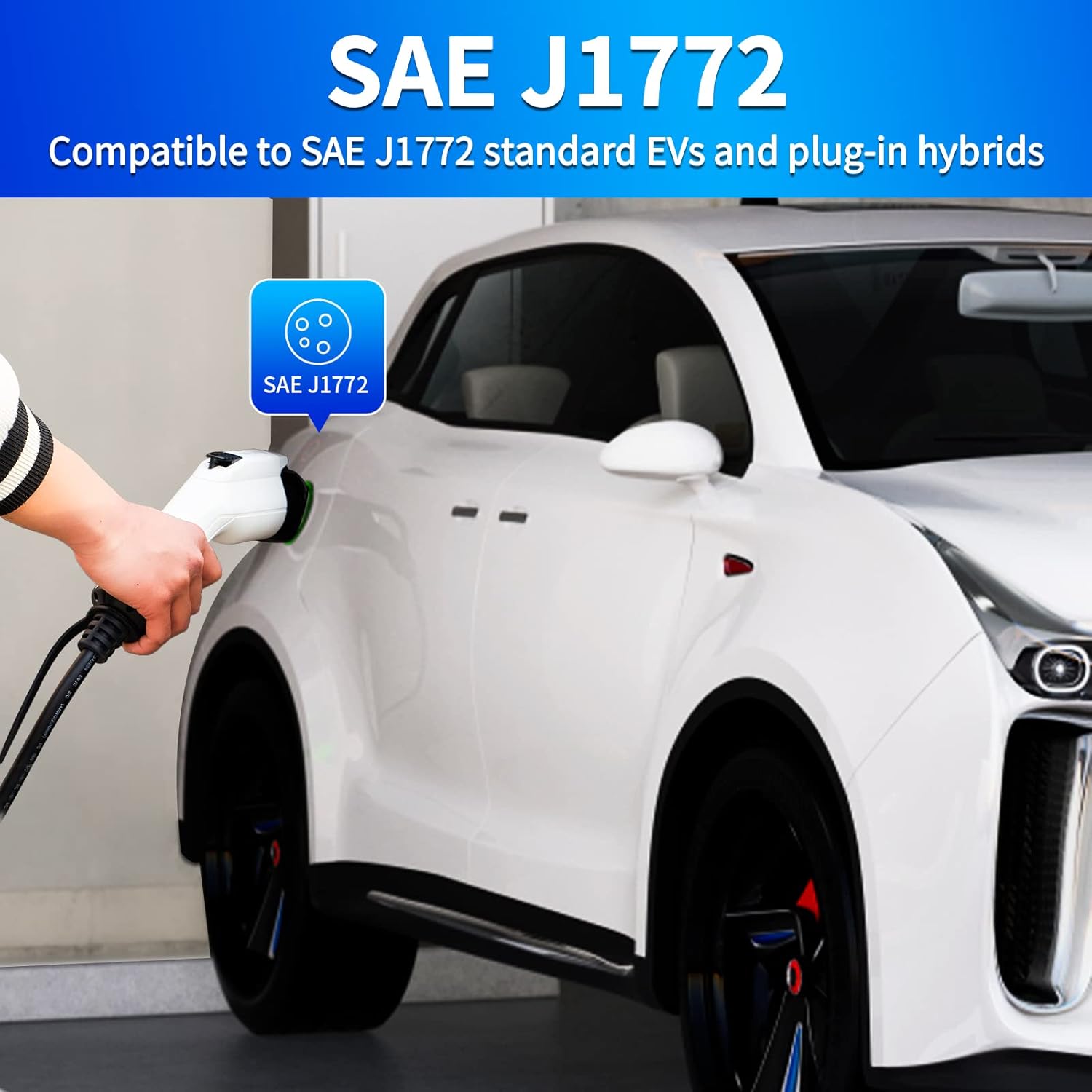 SAE J1772 Level 2 EV Charger Compatible, 32 Amp 90-260V, 7KW, Charging Cable with NEMA 14-30 Plug Home Indoor/Outdoor EV Charging 