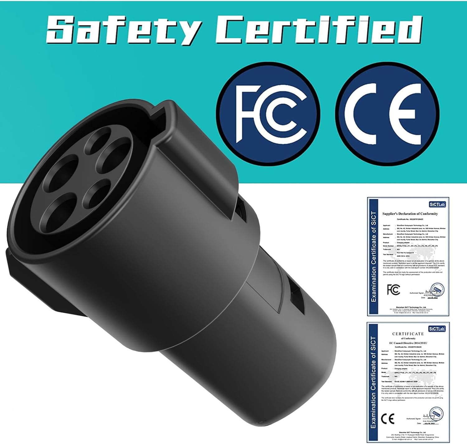 J1772 to Tesla Adapter for Easy Charging, 60A/240V AC, SAE J1772 Charger Adapter Compatible with Model 3/Y/S/X, Protective Shield & Portable Storage Pouch Included 