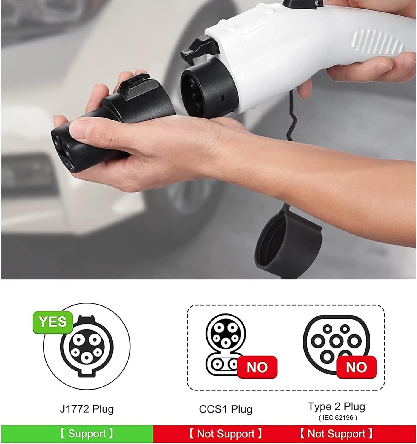 J1772 to Tesla Adapter for Easy Charging, 60A/240V AC, SAE J1772 Charger Adapter Compatible with Model 3/Y/S/X, Protective Shield & Portable Storage Pouch Included 