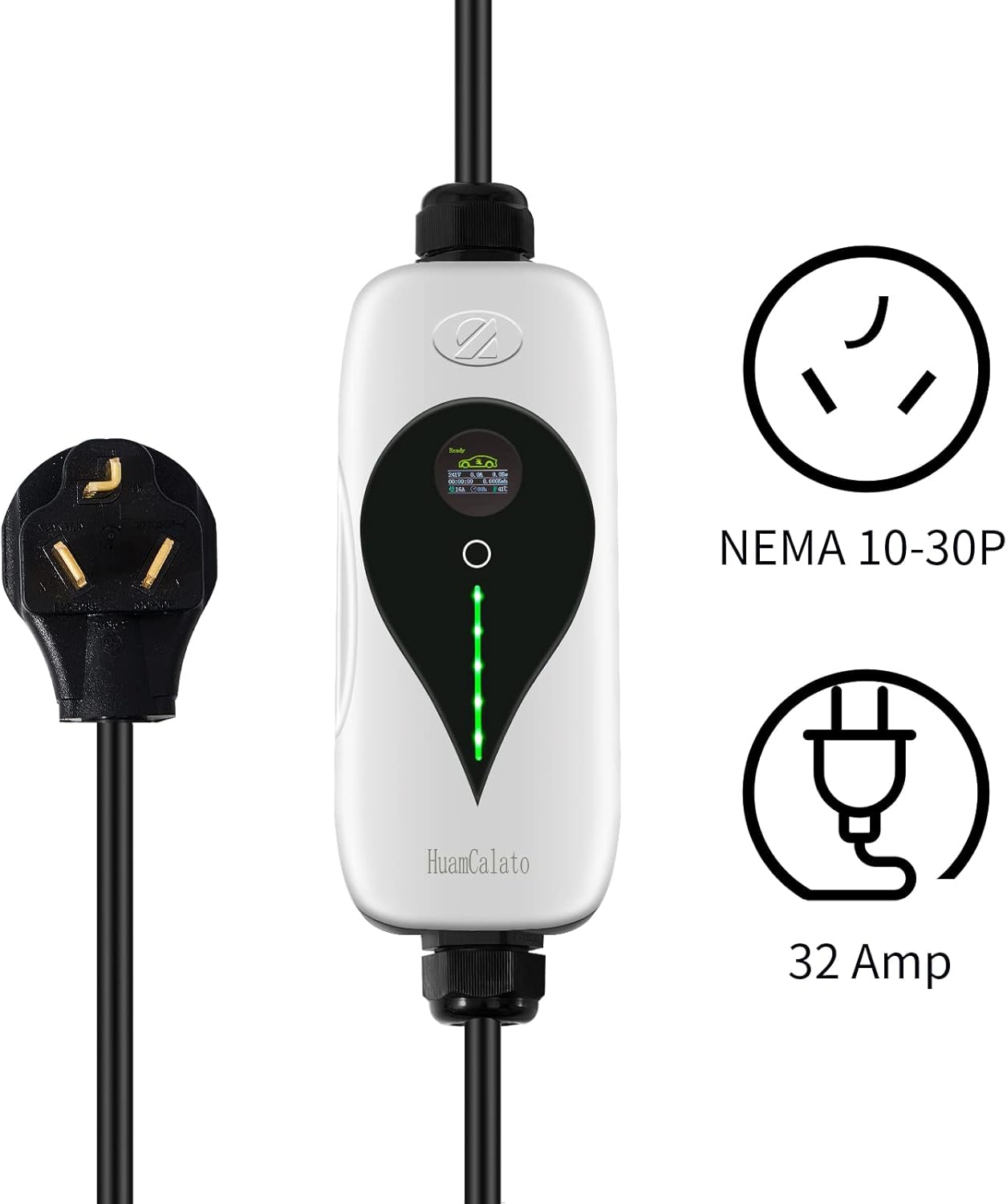 Tesla Model Y/3/S/X Portable EV Charger Level 2, 32Amp, 90-260V, 7KW, Charging Cable with NEMA 10-30 Male Plug Home Charging, Ev Charge Station Charge Gun, with Cable and Connector 