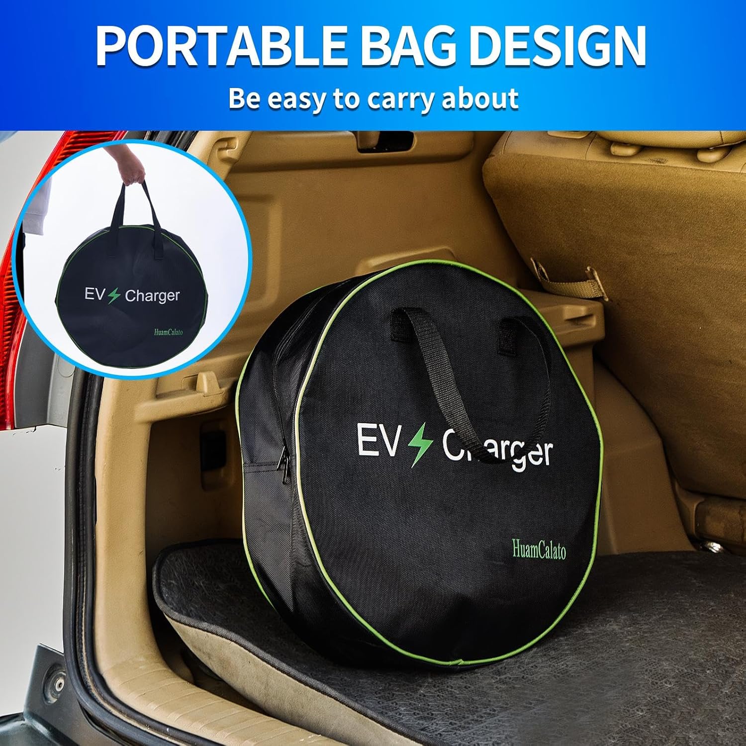 Tesla Model Y/3/S/X Portable EV Charger Level 2, 32Amp, 90-260V, 7KW, Charging Cable with NEMA 10-30 Male Plug Home Charging, Ev Charge Station Charge Gun, with Cable and Connector 