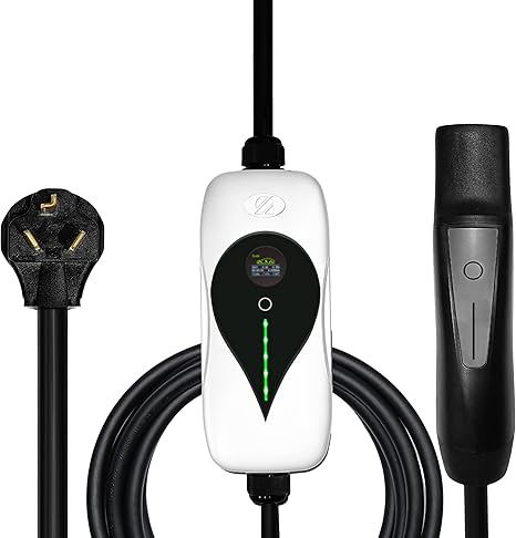Tesla Model Y/3/S/X Portable EV Charger Level 2, 32Amp, 90-260V, 7KW, Charging Cable with NEMA 10-30 Male Plug Home Charging, Ev Charge Station Charge Gun, with Cable and Connector 