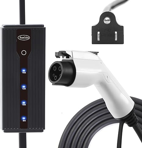 SAE J1772 Level 1+2 EV Charger, 16Amp 90-260V, 3.5KW, Portable Electric Car Charger, Charging Cable with NEMA 5-15 Male Plug Home Charging Station 
